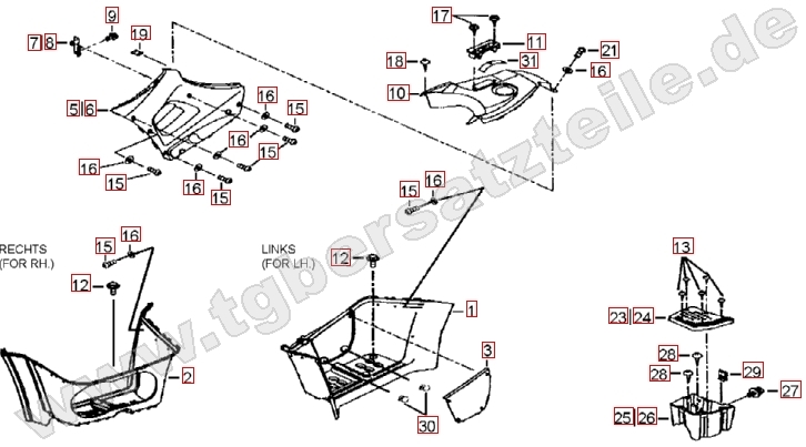 Fussstützen und Tankabdeckung