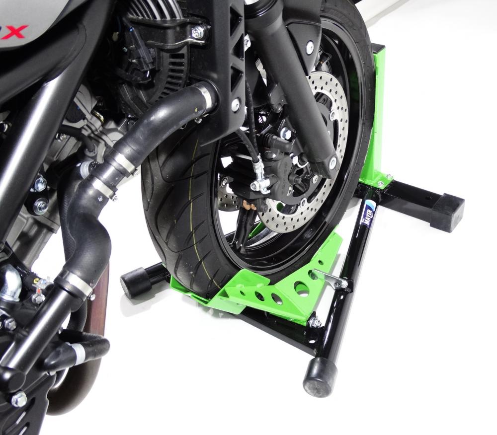 TMP Motorrad Vorderrad Transportständer Wippe 13" - 19" schwarz/grün