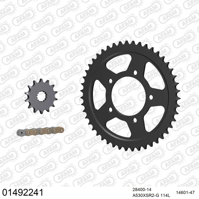 AFAM Kettensatz Stahl 530 XSR2-G 14x47 - Suzuki GSX-R 1100 1986-87 - 01492241