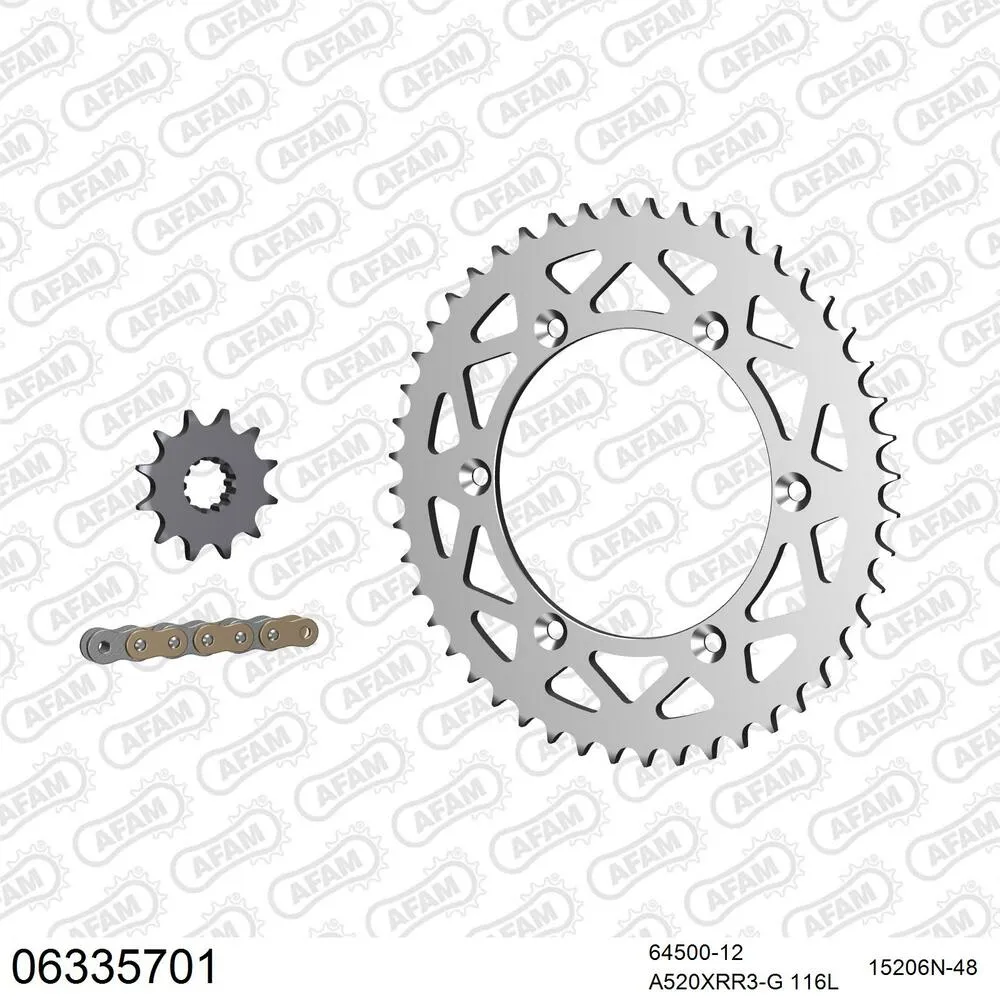 06335701 AFAM Kettensatz Aluminium 520 XRR3-G 12x48 - Husqvarna TE 350 1992-95 - 06335701