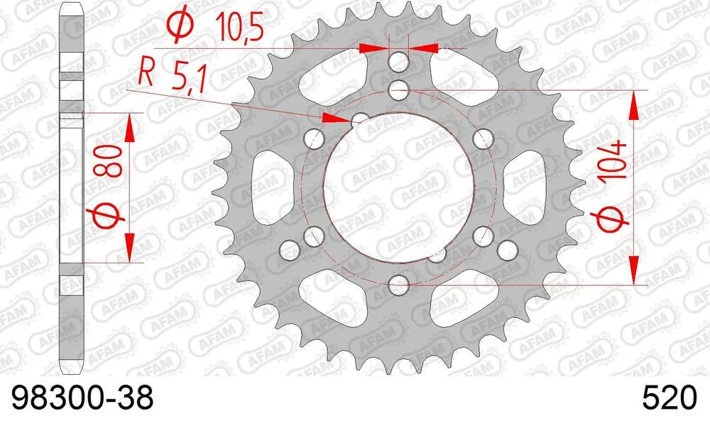 98300-38 AFAM Kettensatz Stahl 520 XRR3-G 11x38 - Polaris 250 Trail Blazer 1993 - 09826932