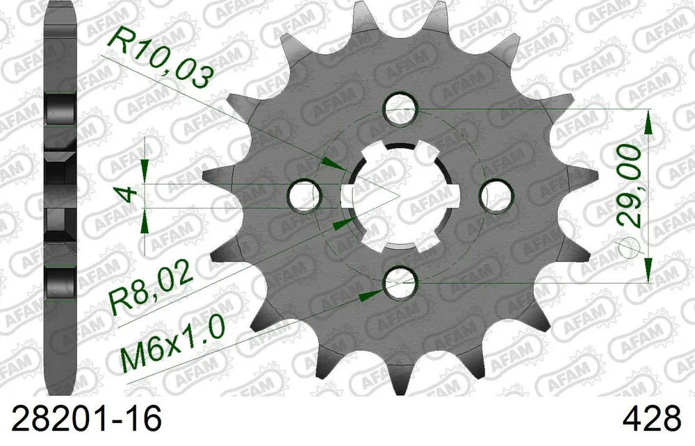 AFAM Kettensatz Stahl 428 R1-G 16x47 - Suzuki RG 125 U Wolf 1992-95 - 01413200