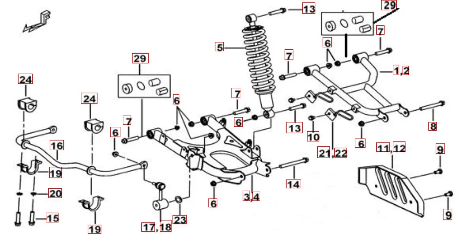 Federbein hinten,gelb