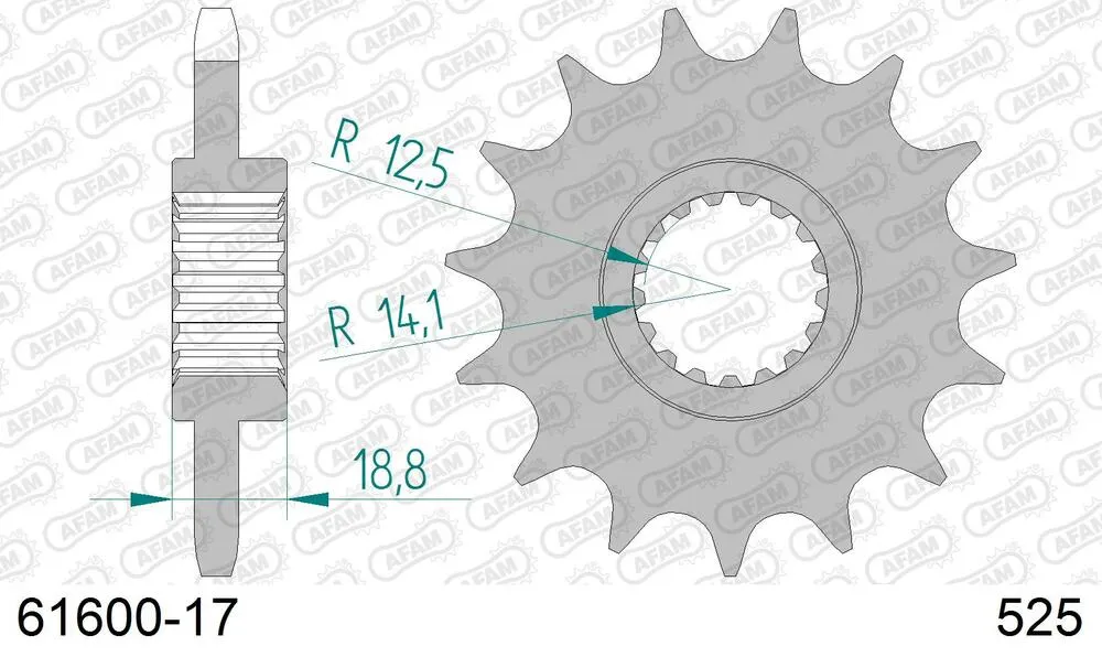 AFAM Kettensatz Stahl 525 XHR3-G 17x42 - Aprilia RSV 1000 1998-05 - KIT105951