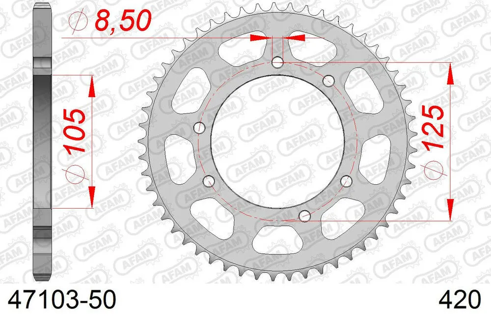 47103-50 AFAM Kettensatz Stahl 420 R1-G 11x50 - Malaguti XTM 50 2003-06 - KIT108191