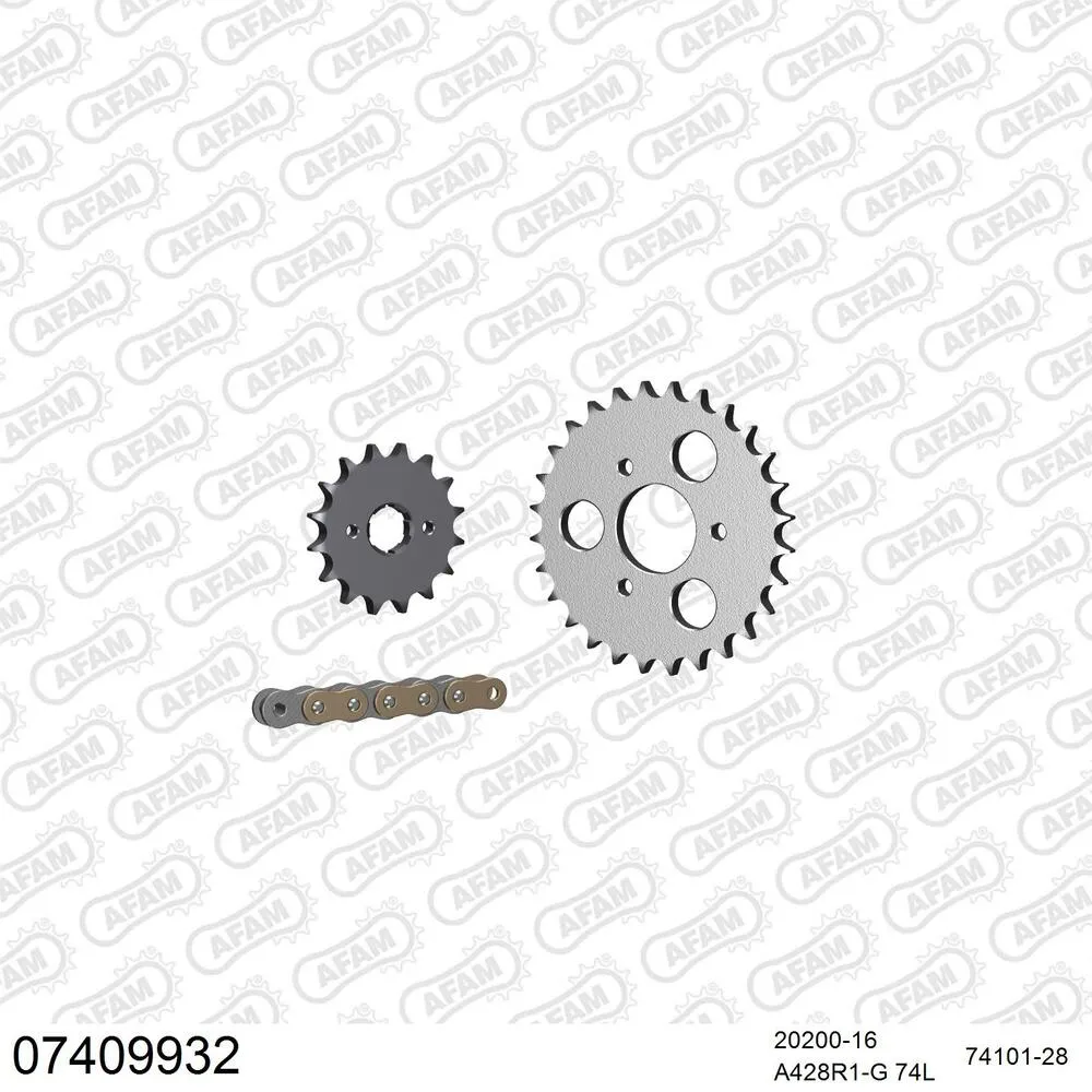 07409932 AFAM Kettensatz Stahl 428 R1-G 16x28 - Kymco MAXXER 90 2005-16 - 07409932
