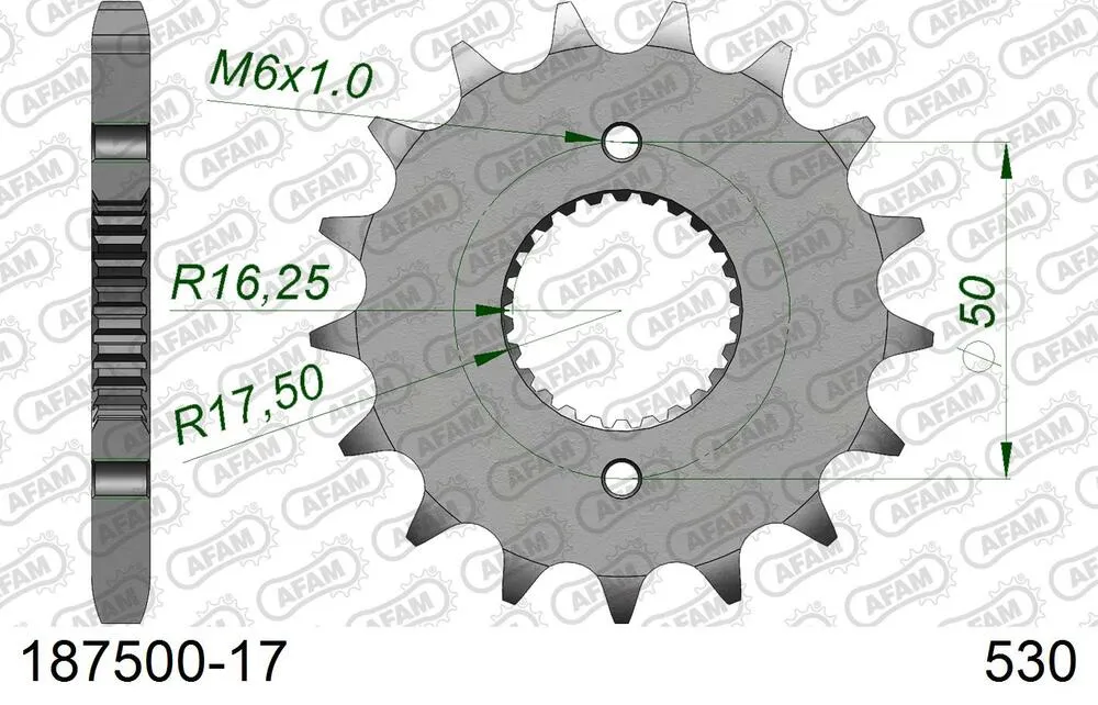 AFAM Kettensatz Stahl 530 XMR3 17x38 - Royal Enfield 500 Efi Bullet 2016-20 - 18559100