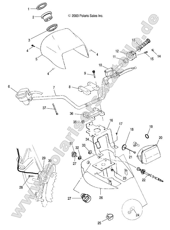 Handlebar and Headlight Pod Handlebar and Headlight Pod