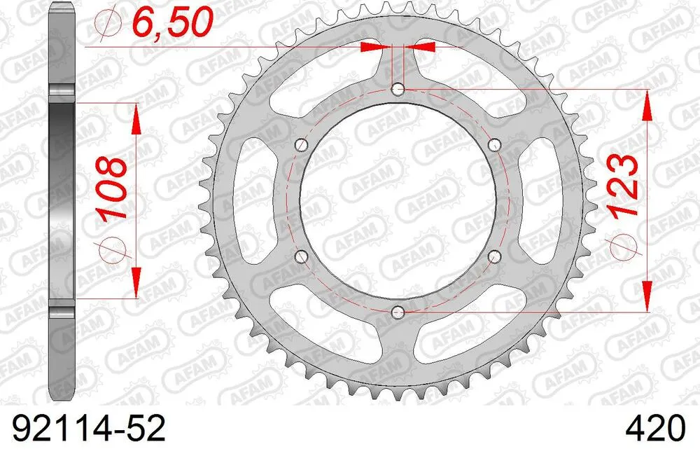 92114-52 AFAM Kettensatz Stahl 420 R1-G 12x52 - Peugeot XR6 50 2001-07 - 09201241