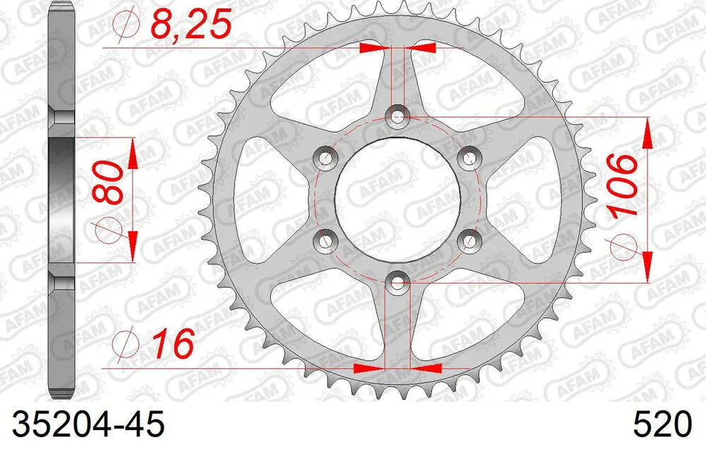 AFAM Kettensatz Stahl 520 XLR2 16x45 - Aprilia ETX 125 1999-02 - 03513605