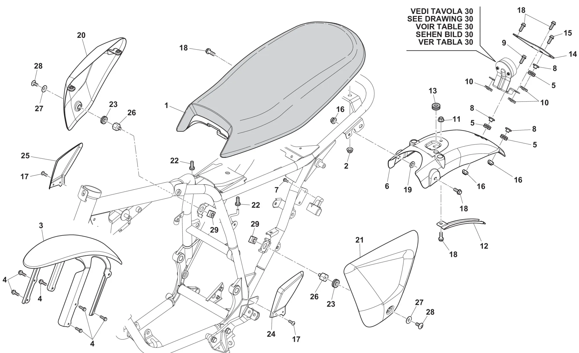 Sitzbank / Schutzblech hinten