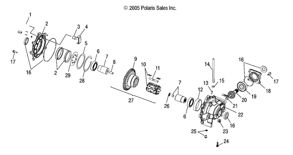 DRIVE TRAIN, FRONT GEARCASE (BUILT 8/28/07 AND BEFORE)