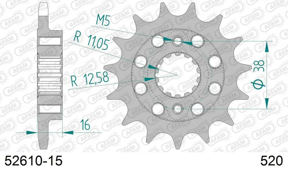 52610-15 AFAM Kettensatz Stahl 520 XHR2-G 15x42 - Ducati 800 Monster 2003-04 - 05080161