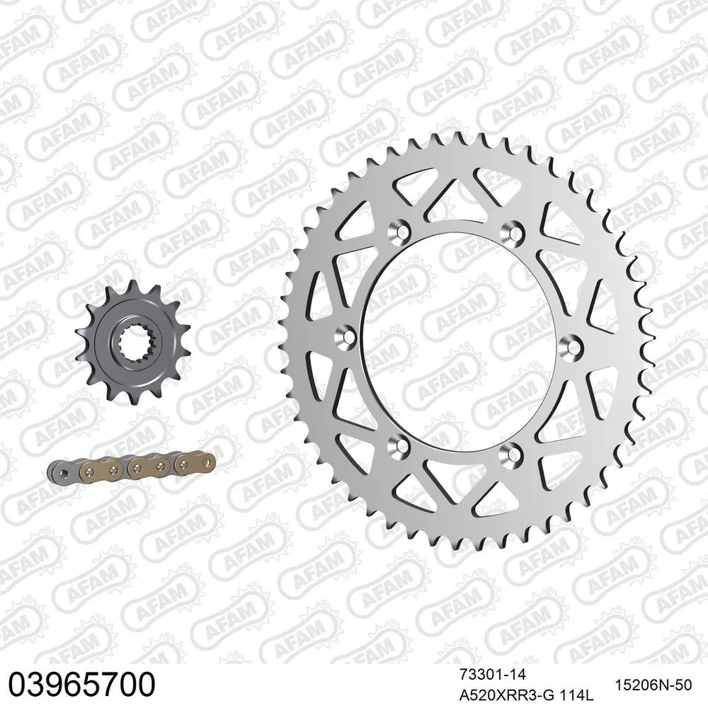 AFAM Kettensatz Aluminium 520 XRR3-G 14x50 - Beta RR 525 Enduro 2005-09 - 03965700