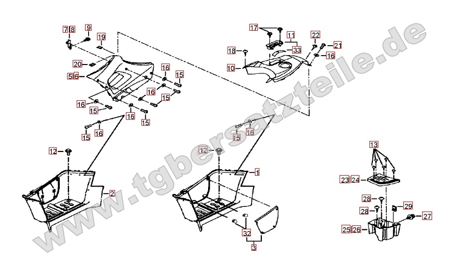 Fußstzützen und Tankabdeckung