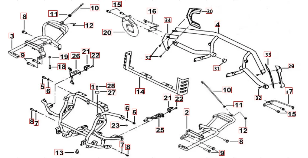 Sturzbügel vo. u. hi. - Fußstützen Sturzbügel vo. u. hi. - Fußstützen