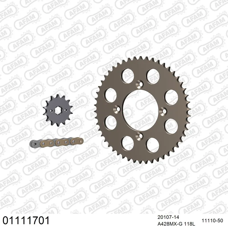 AFAM Kettensatz Aluminium 428 MX-G 14x50 - Honda XR 100 R 1985-03 - 01111701