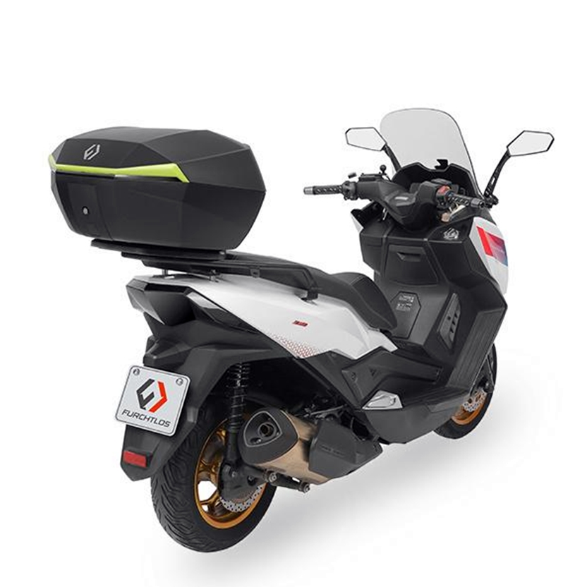 Furchtlos-SHIELD-L-Basic-Topcase-48-Liter-schwarz-gelb-inkl-Montagekit-FU11TCXX000L16EX-100025-am-Roller