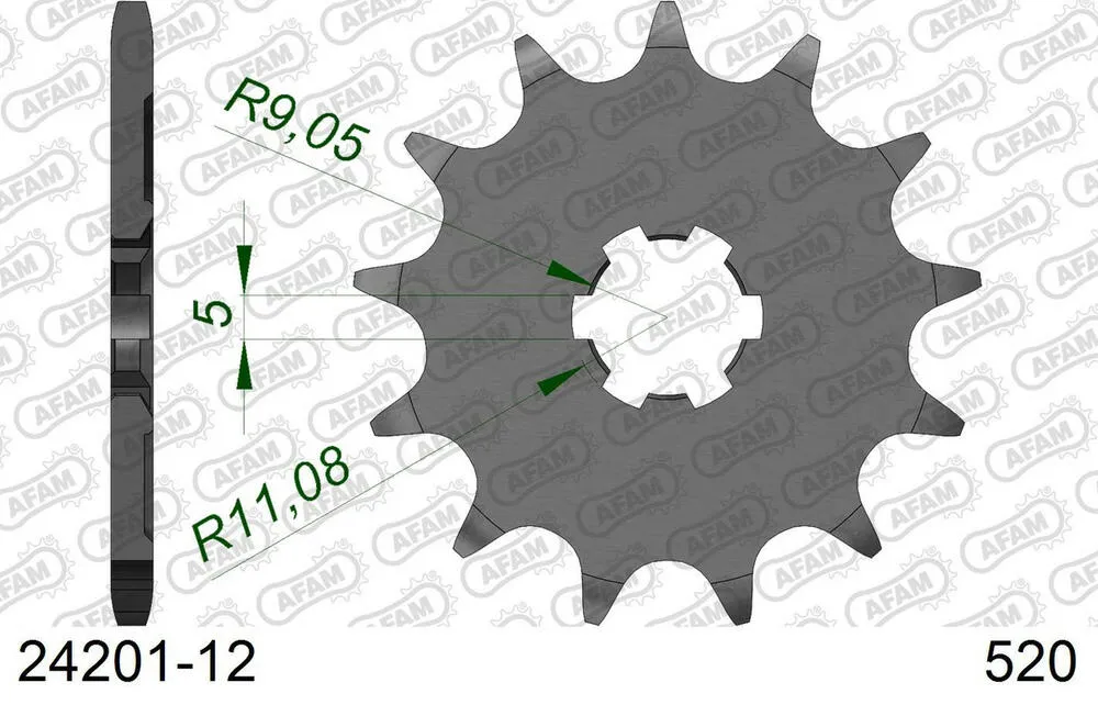 AFAM Kettensatz Stahl 520 MR2-G 12x49 - Kawasaki KX 125 1994-95 - 01613800