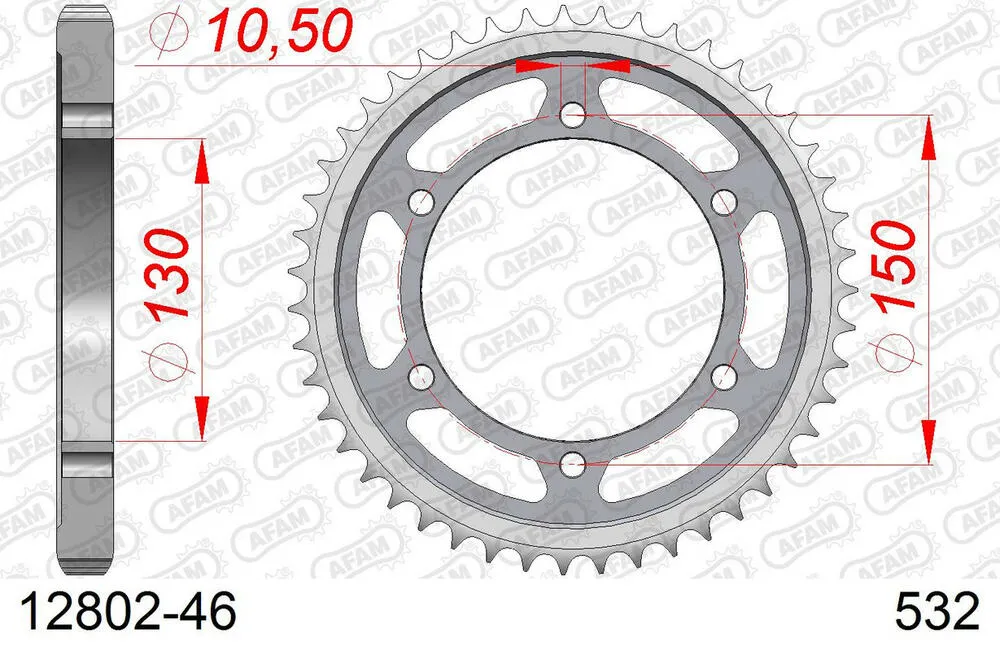 AFAM Kettensatz Stahl 532 ZVX 16x46 - Yamaha FZR 1000 Genesis 1987-88 - 01289242
