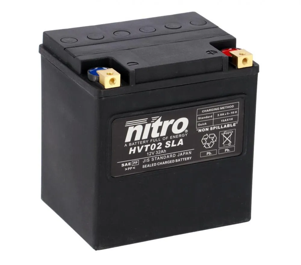 Nitro_HVT_02_SLA_Batterie Nitro HVT 02 SLA AGM Gel Batterie 12V 30AH 400A - Einbaufertig (YTX30L-BS, 66010)