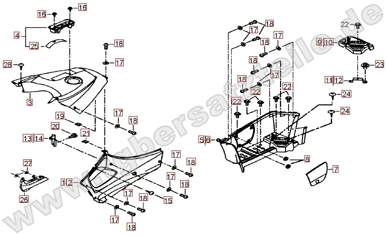 Fussstützen und Tankabdeckung