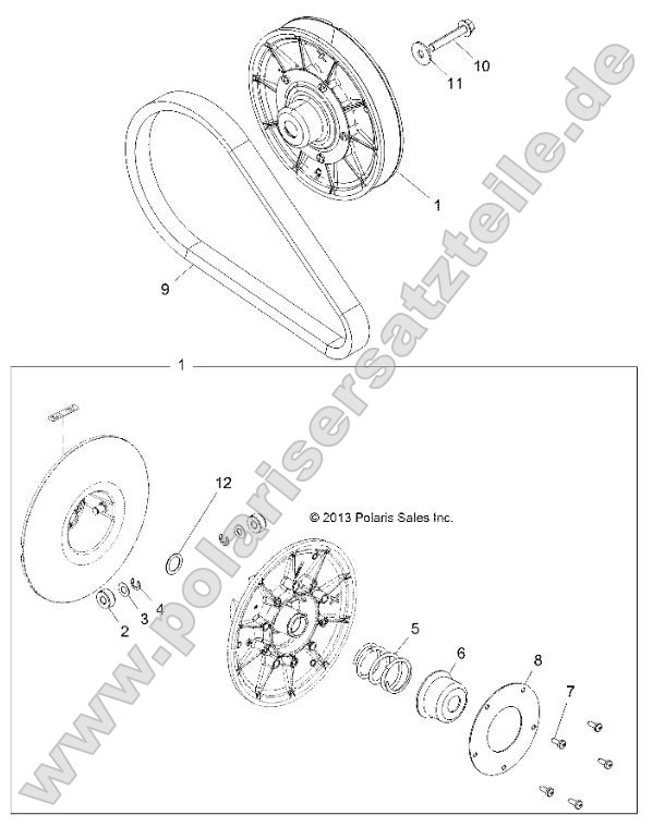 Drive Train, Secondary Clutch (49RGRCLUTCHDVN14CREW)