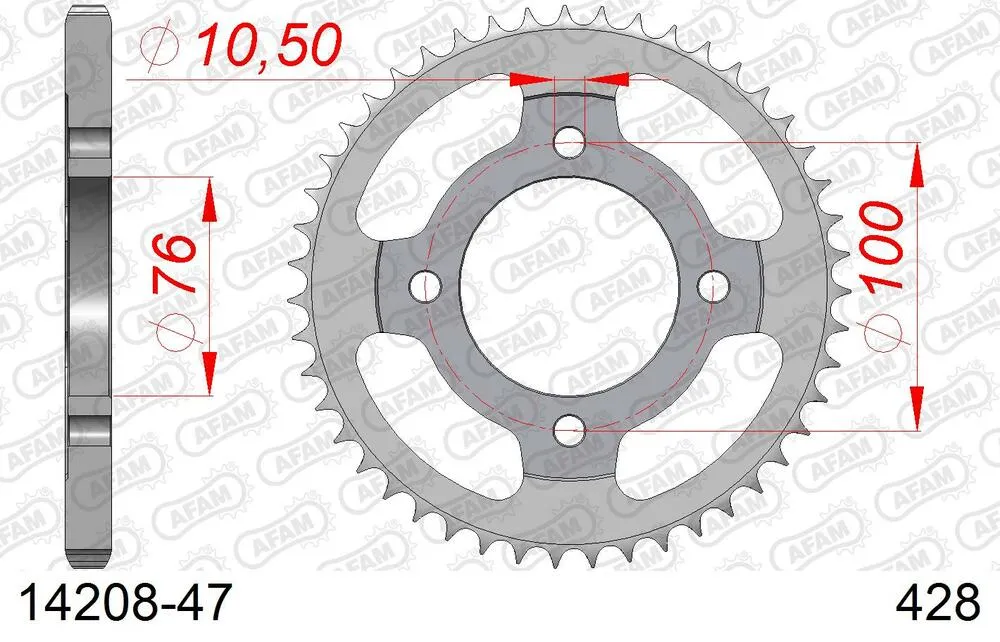 AFAM Kettensatz Stahl 428 R1-G 16x47 - Suzuki RG 125 U Wolf 1992-95 - 01413200