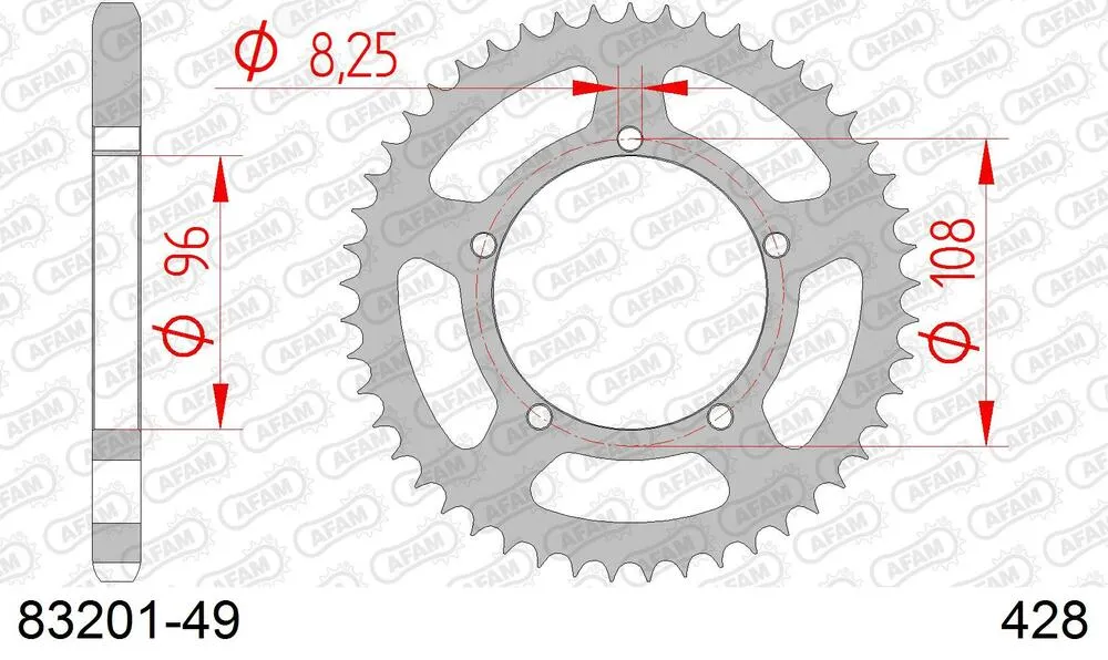 AFAM Kettensatz Stahl 428 R1-G 16x49 - Mz (muz) RT 125 2003-04 - 08313601