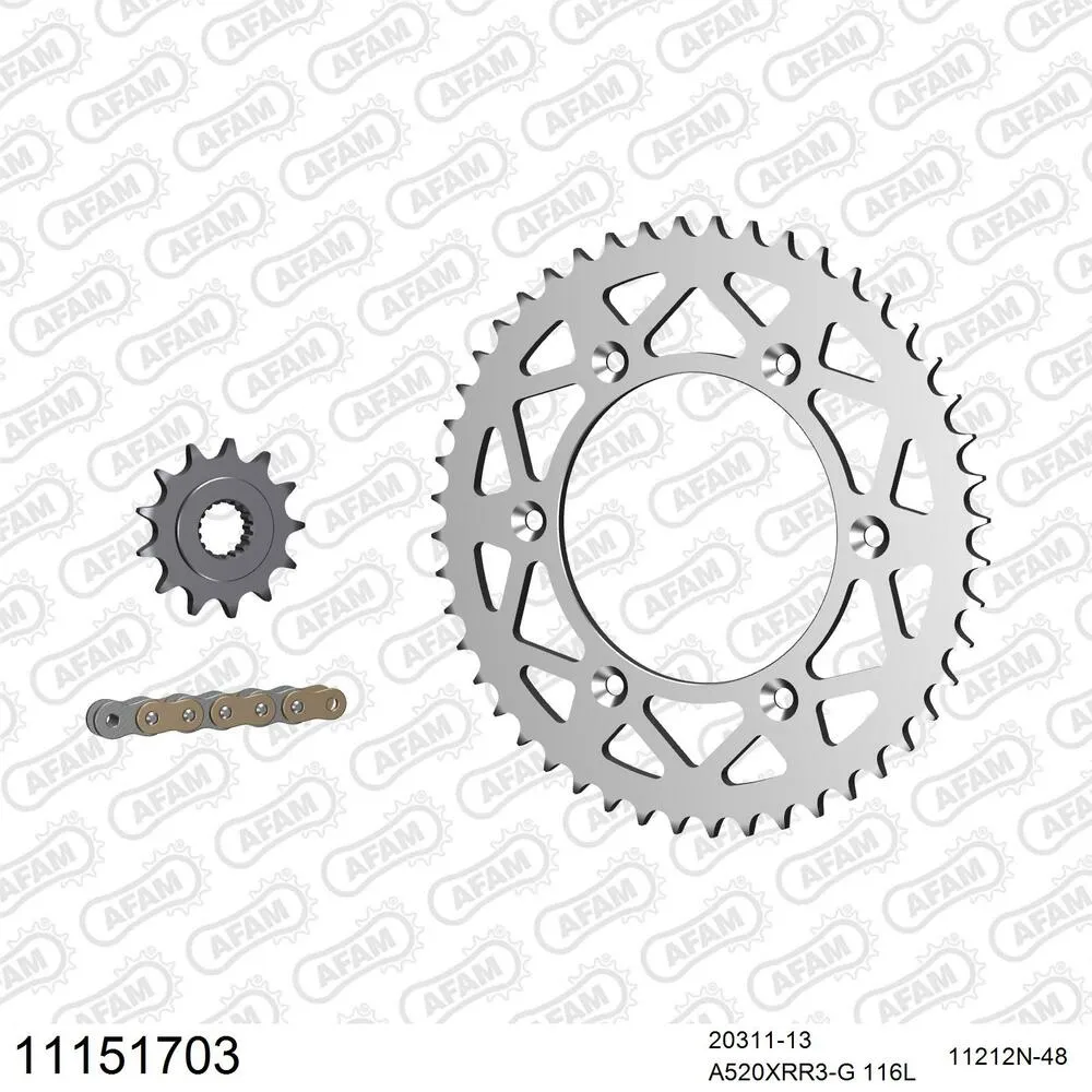 AFAM Kettensatz Aluminium 520 XRR3-G 13x48 - Hm-honda CRE F 450 R Enduro 2009-16 - 11151703