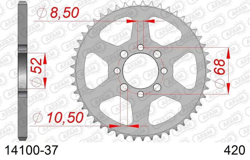 14100-37 AFAM Kettensatz Stahl 420 R1-G 11x37 - Suzuki LT 50 1986-02 - 01401931
