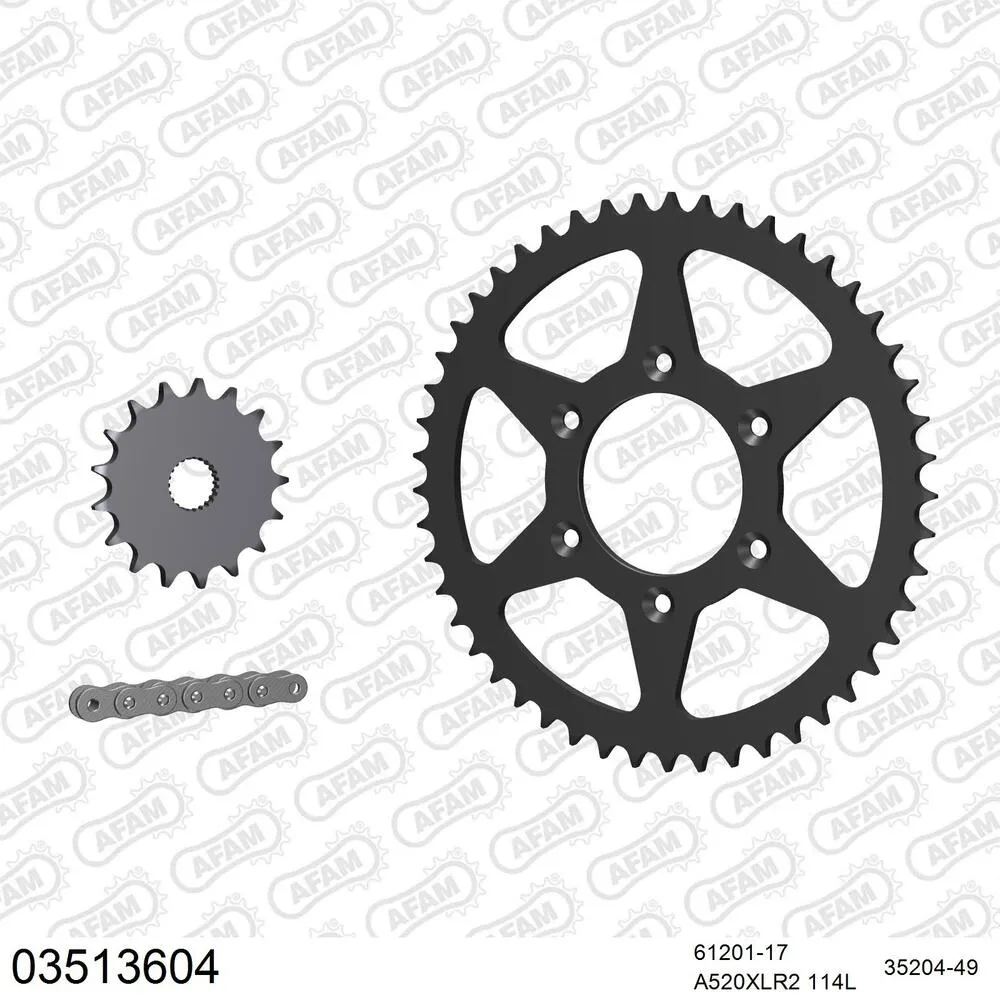AFAM Kettensatz Stahl 520 XLR2 17x49 - Aprilia RX 125 E 1993-99 - 03513604