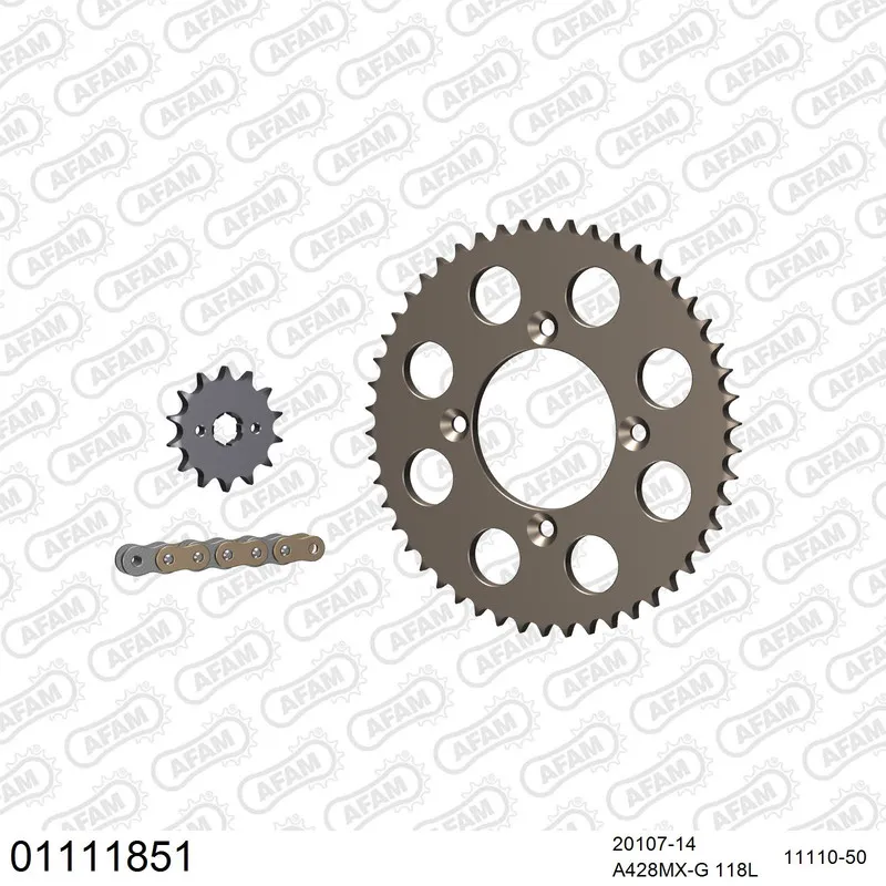 AFAM Kettensatz Aluminium 428 MX-G 14x50 - Honda CRF 100 F 2004-13 - 01111851