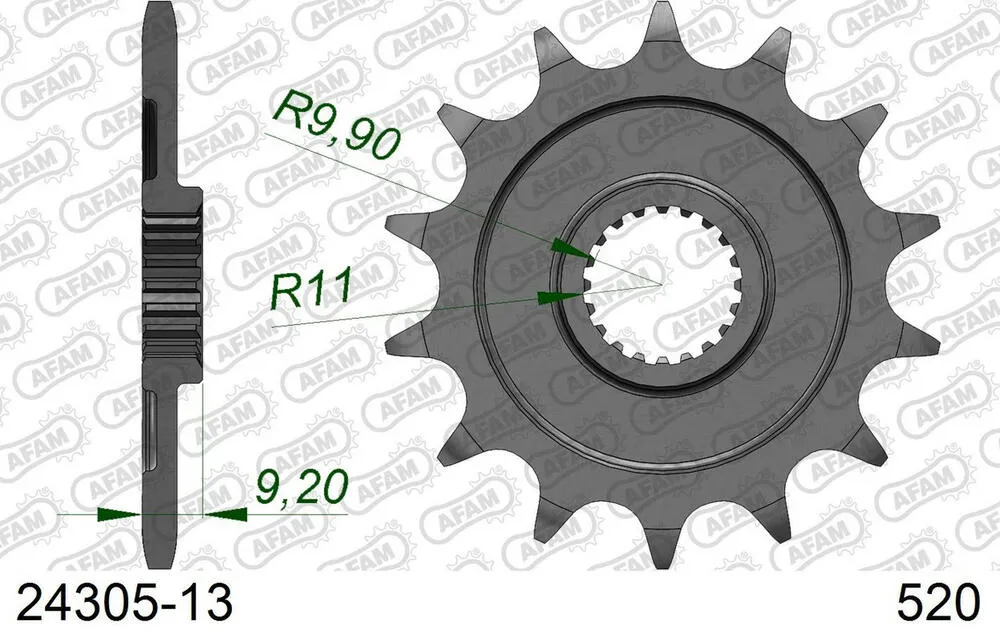 24305-13 AFAM Kettensatz Stahl 520 MX6-GG 13x49 - Kawasaki KX 250 F 2011-12 - SL01626853