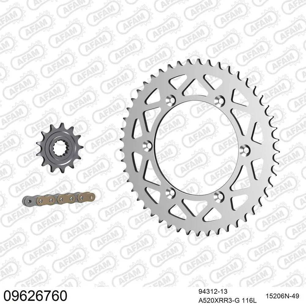 09626760 AFAM Kettensatz Aluminium 520 XRR3-G 13x49 - Gasgas EC 250 Enduro 1996 - 09626760