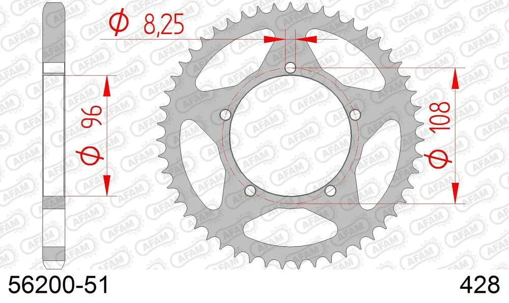 56200-51 AFAM Kettensatz Stahl 428 R1-G 16x51 - Mz (muz) SX 125 2002-07 - 08313500