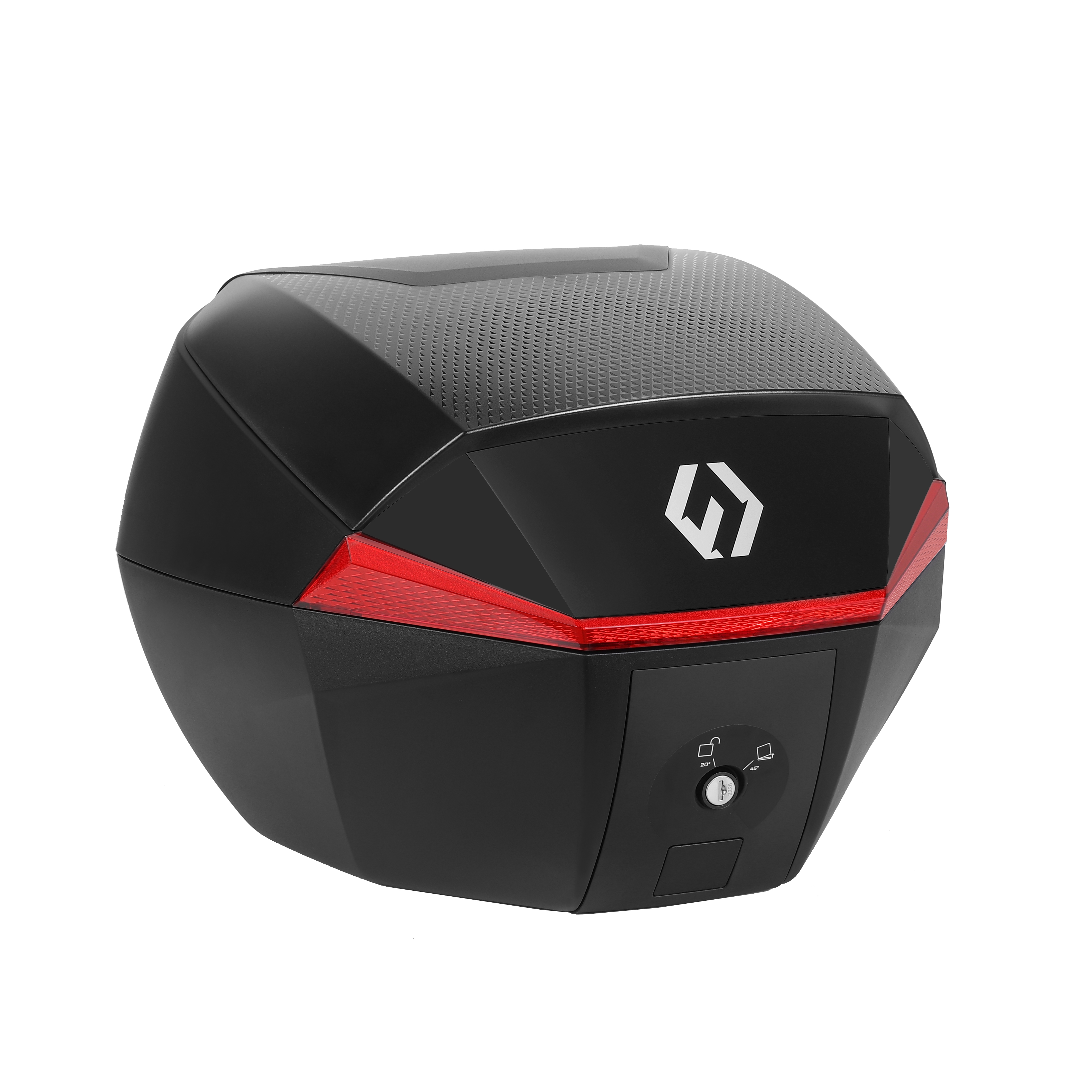 Furchtlos SHIELD S Luxe Topcase - 35 Liter - schwarz/rot - inkl. Montagekit