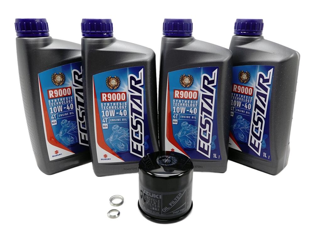 Suzuki ECSTAR Ölwechsel Kit R9000 - 4 Liter 10W40 Vollsynthetisch + Ölfilter + Dichtring - 99KIT-R9000-000