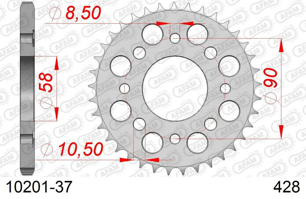 AFAM Kettensatz Stahl 428 R1-G 15x37 - Honda CB 125 J/R 1983-86 - 01013139