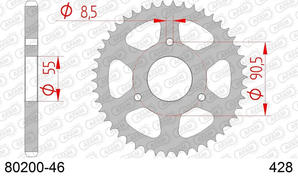 80200-46 AFAM Kettensatz Stahl 428 R1-G 14x46 - Rieju RS2 125 Naked 2006-10 - 08013100