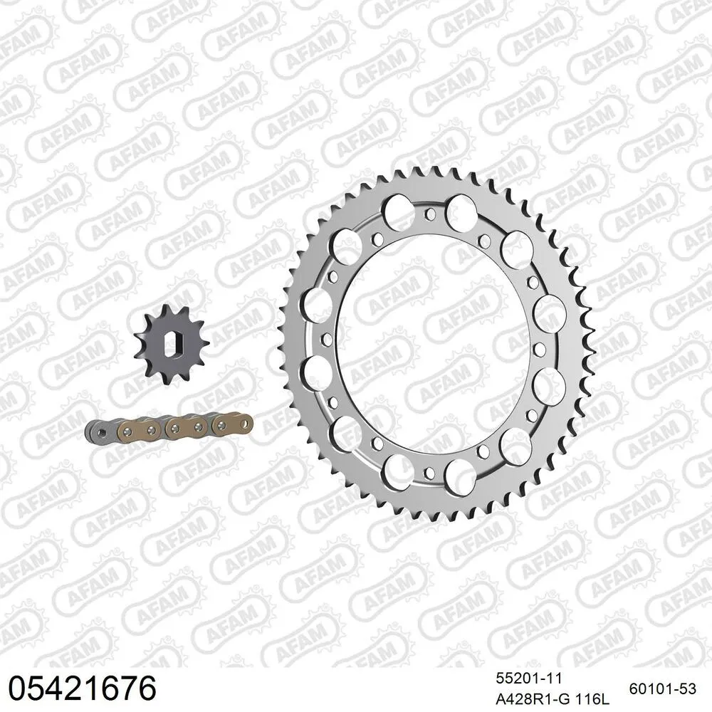 05421676 AFAM Kettensatz Aluminium 428 R1-G 11x53 - Fantic 200 TX350 Trial 1982 - 05421676