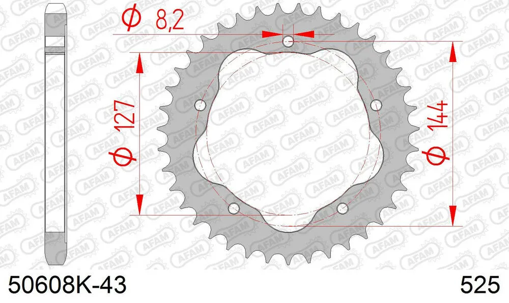 AFAM Kettensatz Stahl 525 XHR3-G 15x43 - Ducati 998 S4R Monster Testastretta 2006-08 - 05087402
