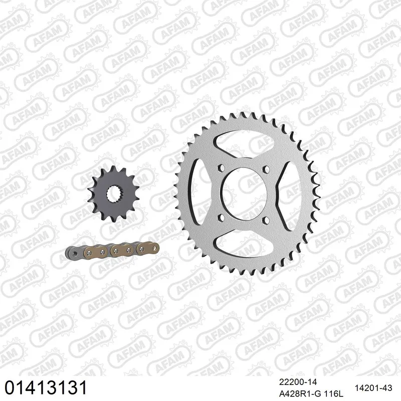 AFAM Kettensatz Stahl 428 R1-G 14x43 - Suzuki GS 125 1982-96 - 01413131