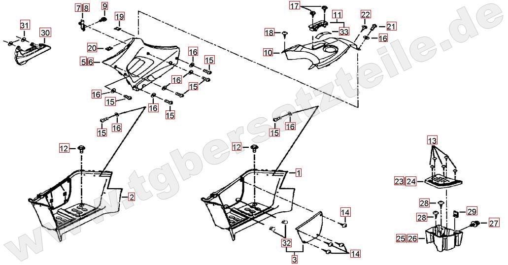 Fussstützen und Tankabdeckung