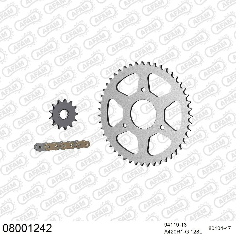 08001242 AFAM Kettensatz Stahl 420 R1-G 13x47 - Rieju RS2 50 Matrix 2002-03 - 08001242