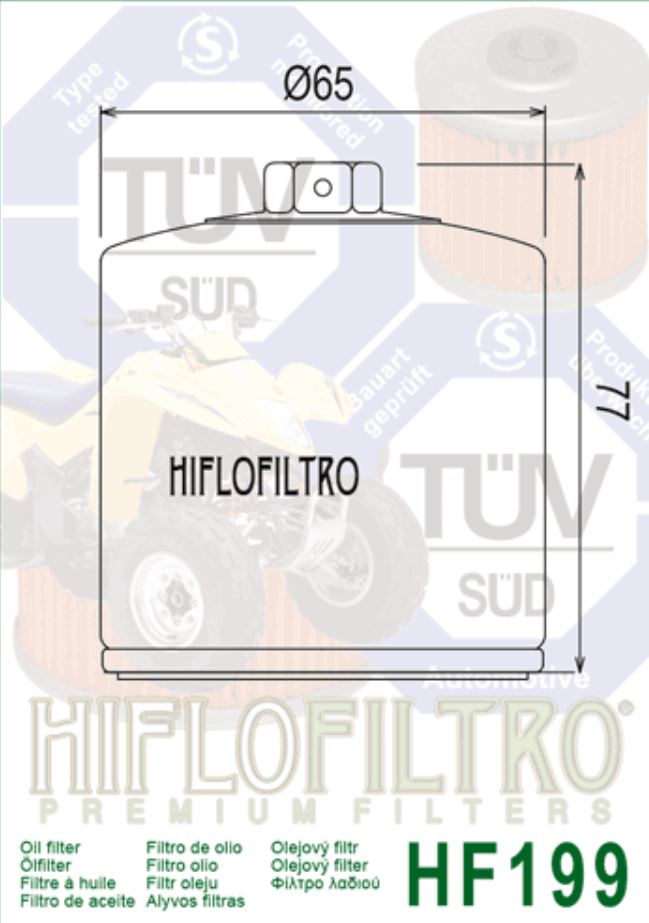 Hiflofiltro Ölfilter Hiflo HF199 Polaris Sportsman 400 450 500 550 570 850 1000