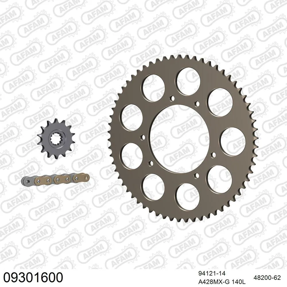 09301600 AFAM Kettensatz Aluminium 428 MX-G 14x62 - Hm-honda CRE 50 Baja 2003-16 - 09301600