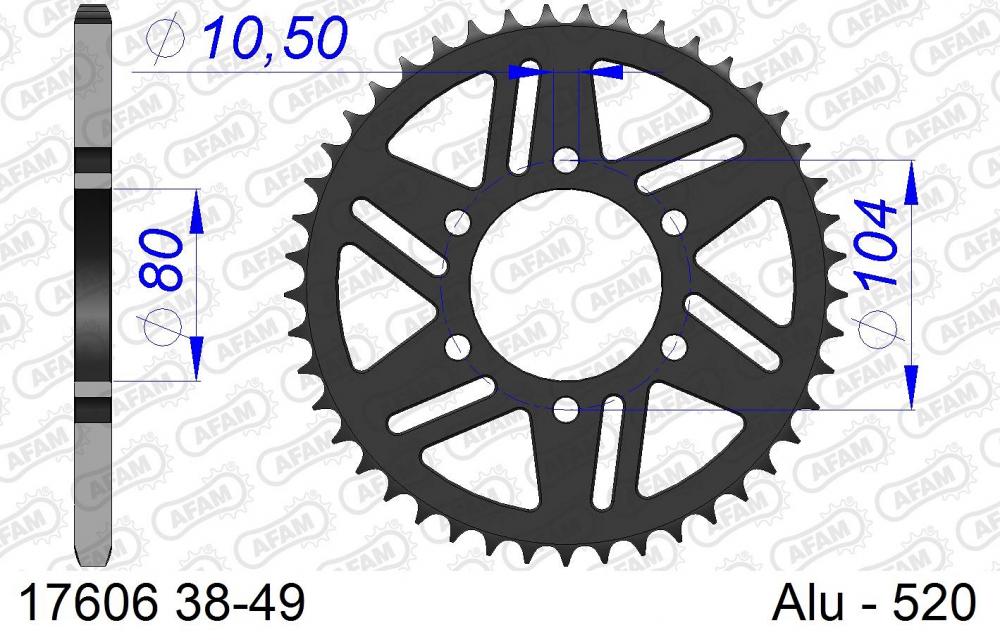AFAM_Racing_Kettenrad_Aluminium_hinten___520___17606 AFAM Racing Kettenrad Aluminium hinten - 520 - 17606