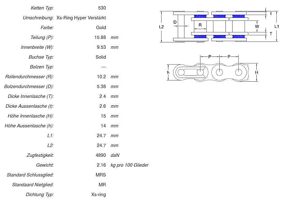 Afam_Ketten_Daten_A530XHR2_G AFAM Kettensatz Stahl 530 XHR2-G 17x42 - Suzuki GSX-R 1000 2001-06