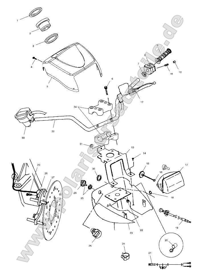 Handlebar and Headlight Pod Handlebar and Headlight Pod